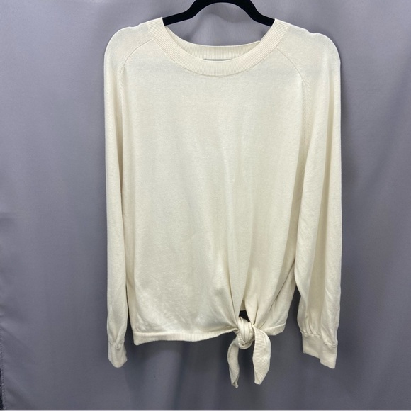 Vince Tie-Waist Crewneck Cotton Sweater Size Large Minimalist - Picture 5 of 10